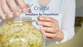  Presentation with mason jar - Audience pleasing PPT theme consisting of housewife-closes-the-lid backdrop and a sky blue colored foreground