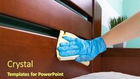  Presentation with cleaning - Presentation theme with housewife-in-a-shirt background and a tawny brown colored foreground