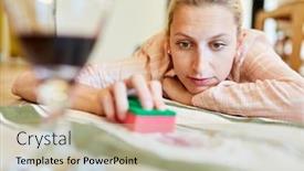  Presentation with red carpet - Audience pleasing PPT layouts consisting of housewife-lies-on-carpet backdrop and a mint green colored foreground