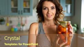  Presentation with vegetables - Slide deck with housewife-preserves-vegetables-at-home background and a red colored foreground