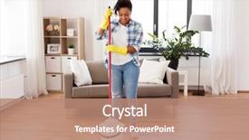  Presentation with housekeeping - Presentation theme enhanced with housewife soaking mop in bucket background and a coral colored foreground