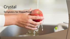  Presentation with parts - Amazing slide deck having housewife washing an apple backdrop and a soft green colored foreground