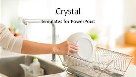  Presentation with parts - Slide set with housewife washing dishes background and a  colored foreground