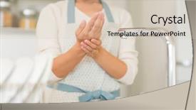  Presentation with elderly care helping hands - Beautiful slide set featuring housewife who cares about rough backdrop and a soft green colored foreground