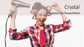  Presentation with hair - Beautiful slide deck featuring housewife with curlers in hair backdrop and a  colored foreground