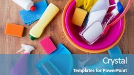  Presentation with housekeeping - Colorful PPT layouts enhanced with housework housekeeping and household concept backdrop and a teal colored foreground