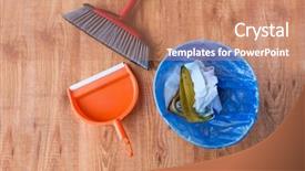  Presentation with housekeeping - Presentation theme enhanced with housework housekeeping household waste background and a coral colored foreground