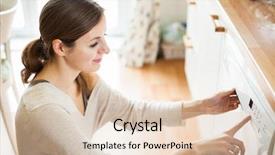  Presentation with wash - Beautiful theme featuring housework young woman putting dishes backdrop and a lemonade colored foreground