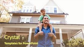  Presentation with giving - Amazing slide set having housie game - father giving son ride backdrop and a coral colored foreground