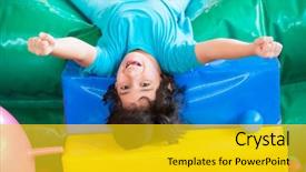  Presentation with happy kids - Slide deck enhanced with housie game - happy kids at indoor playground background and a gold colored foreground