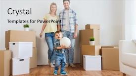  Presentation with mortgage - Amazing PPT theme having housie game - mortgage people housing moving backdrop and a light gray colored foreground