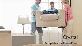  Presentation with parents - Cool new presentation theme with housie game - parents carrying son on armchair backdrop and a mint green colored foreground