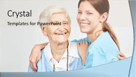  Presentation with nursing dialysis - Amazing PPT layouts having housing assistance - smiling nursing assistant and happy backdrop and a  colored foreground