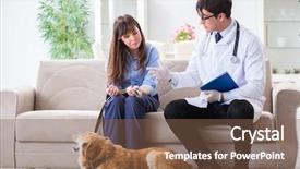  Presentation with vet - PPT layouts having housing assistance - vet doctor visiting golden retriever background and a violet colored foreground
