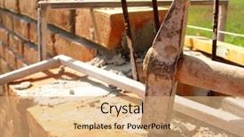  Presentation with under construction - Audience pleasing presentation theme consisting of housing development planning - construction backdrop and a coral colored foreground