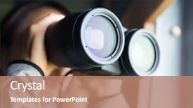  Presentation with binocular - Audience pleasing presentation theme consisting of housing forecast - asian woman looking though binocular backdrop and a coral colored foreground