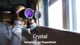  Presentation with telescope - Colorful presentation theme enhanced with housing forecast - asian woman use backdrop and a tawny brown colored foreground