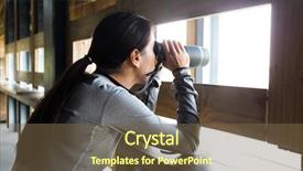  Presentation with asian american colors - Audience pleasing presentation design consisting of housing forecast - asian young woman looking though backdrop and a tawny brown colored foreground