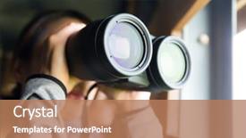  Presentation with binocular - Slide set consisting of housing forecast - asian young woman use background and a coral colored foreground