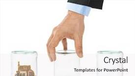  Presentation with white house - Colorful presentation theme enhanced with housing forecast - house and shell game backdrop and a white colored foreground