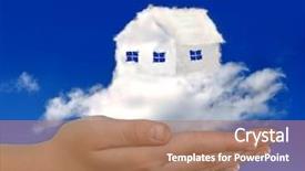  Presentation with sky blue - Amazing presentation theme having housing forecast - house from clouds backdrop and a coral colored foreground