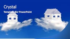  Presentation with forecast - Theme enhanced with housing forecast - houses in clouds background and a royal blue colored foreground