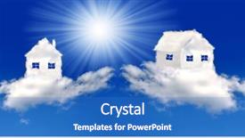  Presentation with clouds - Colorful slide set enhanced with housing forecast - houses in clouds backdrop and a teal colored foreground