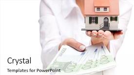  Presentation with toy - Audience pleasing slide deck consisting of housing forecast - little house toy and money backdrop and a white colored foreground