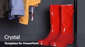  Presentation with red - Colorful theme enhanced with housing forecast - red wellington boots on shelf backdrop and a  colored foreground