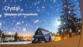  Presentation with snow mountain - Presentation theme consisting of housing forecast - wooden mountain hut background and a ocean colored foreground