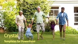  Presentation with multi - Presentation theme featuring happy family enjoying on grass background and a tawny brown colored foreground