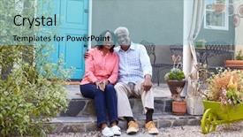  Presentation with senior couple - Cool new slides with senior couple sit on steps backdrop and a light blue colored foreground