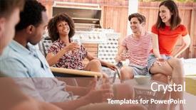  Presentation with relaxing - Cool new PPT theme with porch outside a house backdrop and a coral colored foreground