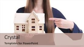  Presentation with michelle obama white house - Slide set with housing policy - woman holding house model background and a  colored foreground