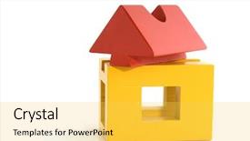  Presentation with house building - Presentation design enhanced with housing puzzle - building a house with components background and a yellow colored foreground