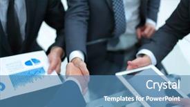  Presentation with business and politics handshake - Colorful presentation enhanced with housing statistics - business handshake business handshake backdrop and a teal colored foreground