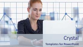  Presentation with digital statistics - Presentation theme with housing statistics - digital composite of businesswoman background and a lemonade colored foreground