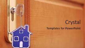  Presentation with data design - Cool new PPT theme with housing statistics - info graphic design for product backdrop and a gold colored foreground