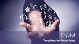  Presentation with successful person - PPT theme consisting of housing statistics - successful business person has control background and a  colored foreground