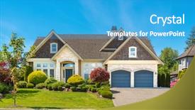  Presentation with luxury house - Beautiful slide deck featuring housing subdivision - big custom made luxury house backdrop and a teal colored foreground