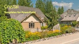  Presentation with luxury house - Beautiful theme featuring housing subdivision - big custom made luxury house backdrop and a tawny brown colored foreground