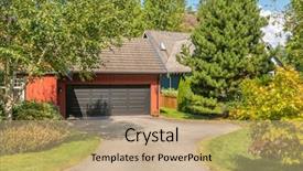  Presentation with luxury house - Slide deck featuring housing subdivision - big custom made luxury house background and a coral colored foreground