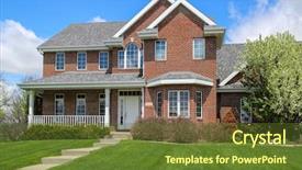  Presentation with modern - Colorful presentation theme enhanced with housing subdivision - modern style suburban home backdrop and a tawny brown colored foreground