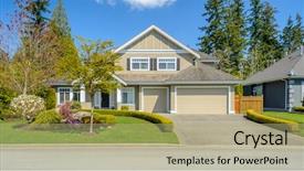  Presentation with home - Slide set enhanced with housing subdivision - north american home background and a mint green colored foreground