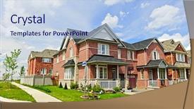  Presentation with street accident statistic - Beautiful slide set featuring housing subdivision - suburban residential street with red backdrop and a light blue colored foreground