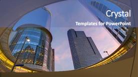 Presentation with houston - PPT theme featuring houston downtown sunset modern skyscrapers background and a ocean colored foreground