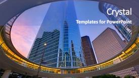  Presentation with houston - Colorful presentation theme enhanced with houston downtown sunset modern skyscrapers backdrop and a teal colored foreground