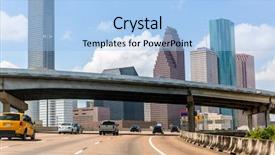  Presentation with interstate freeway - Beautiful PPT theme featuring houston skyline from gulf freeway backdrop and a light blue colored foreground