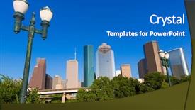  Presentation with houston - Theme consisting of houston skyline from sabine st background and a gray colored foreground