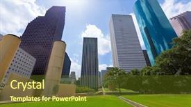  Presentation with houston - Amazing presentation theme having houston skyline from tranquility park backdrop and a tawny brown colored foreground